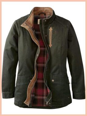 Waxed Cotton Shirt Jacket Long Sleeve Flannel Lined Casual